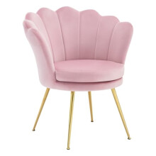 WOLTU Armchair, Vanity Chair, for Dressing table/Bedroom/Living Room/Balcony, with Petal-shaped Back, Velvet, Golden Metal Legs, Load Capacity 150kg,