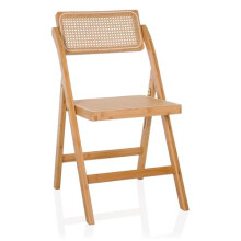 hjh LIVING Folding chair made of bamboo with Vienna weave TUDELA BAMBOO Wooden folding chair, folding chair, 130 kg load capacity, 360 swivel
