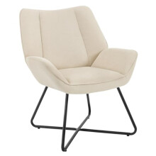 WOLTU Lounge Chair, Armchair for Living Room/Dressing table/Bedroom/Balcony, Wide Padded Accent with Metal Legs, Linen Cover, Beige