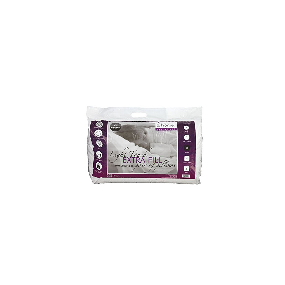 Catherine Lansfield Extra Fill Hollowfibre Pair Of Pillows, Multicolor