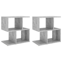 vidaXL Bedside Cabinets with Open Compartments, 2 pcs, Concrete Grey, Engineered Wood, 50x30x51.5 cm – Scandinavian Styled Nightstand for Bedroom