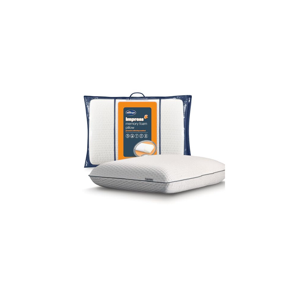 Silentnight Impress Anti Bacterial Memory Foam Pillow - Comfortable Pressure Relief - Charcoal Infused Foam - Breathable Temperature Regulation