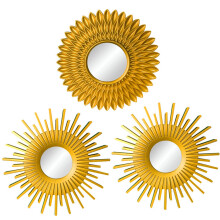 Gold Round Wall Mirrors Set of 3 – 25cm PVC Frame