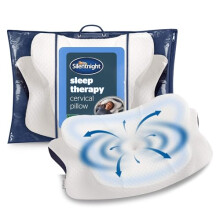 Silentnight Sleep Therapy Cervical Pillow - Orthopaedic Support Pressure Relief Eases Neck and Shoulder Pain - Memory Foam Ergonomic Design For Front
