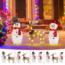 Ensemble de décorations lumineuses de Noël pour l'extérieur : bonhomme de neige et renne