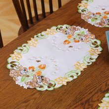 Paashaas placemats met bloemenborduurwerk, 11 x 17 inch