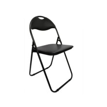 Meta Faux leather Office Chairs - Steel Frame folding Chair for Home, Office, Dining & Reception (1, Black)