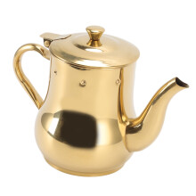 Stainless Steel Tea Pot, Tea Pot Easy To Clean Mesh Filter Streamlined Water Outlet For Homes Gold
