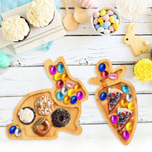 Rabbit & Carrot Shaped Mini Charcuterie Boards – 2PCS Wood Serving Trays, Easter/Spring Decor, Rustic Kitchen Gift