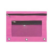 9.8"x7.4" Large Capacity Cosmetic Bags Three Hole Cloth Double Layer Mesh Zipper College Pencil Cases