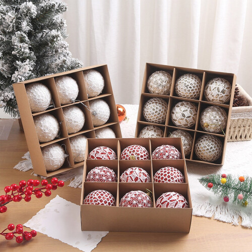 Christmas Decoration Balls White Baubles 12 Pack