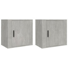 vidaXL Wall-Mounted Bedside Cabinets in Concrete Grey - Compact Floating Nightstands with Ample Storage Space - Durable Engineered Wood
