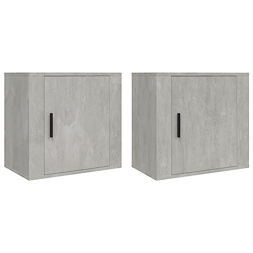 VidaXL vidaXL Wall-Mounted Bedside Cabinets in Concrete Grey - Compact Floating Nightstands with Ample Storage Space - Durable Engineered Wood
