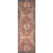 Layla Oriental Distressed Area Rug Red Navy