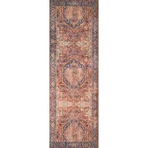 Layla Oriental Distressed Area Rug Red Navy