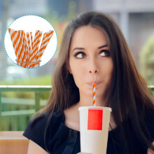 100Pcs Brown Disposable Paper Straws Thick Unbreakable Stylish Smooth In Paper for Parties Cafes Picnics