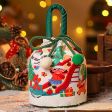 Christmas Cartoon Candy Bags with Bow, Drawstring Gift Bags for Kids, Compatible with Apple Packaging Box
