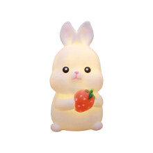 Bunny Night Light - Easter Bunny Figurines - 3.14x3.93in - Button Battery Powered - Strawberry