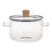 Glass Stew Pot with Lid, 1.6L Heat-Resistant Cooking Pot
