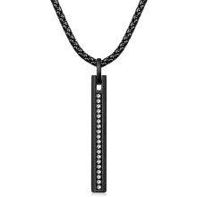 Herren-Halskette mit Anhänger, silberfarben/vergoldet/schwarz, mit 2,5 mm Boxkette, Edelstahl-Stangenkette, 45,7–71,1 cm