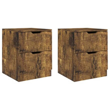 vidaXL - Bedside Cabinets 2 pcs Set in Smoked Oak | 40x40x50 cm | Engineered Wood & MDF | Retro Styled Side Table for Living Room or Bedroom - Brown