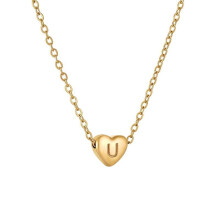 18K Gold Plated Heart Initial Pendant Necklace A-Z