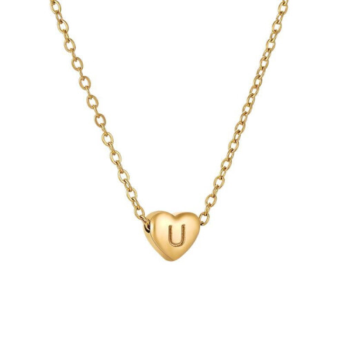 Initial Pendant Necklace 18K Gold Plated Figaro Chain