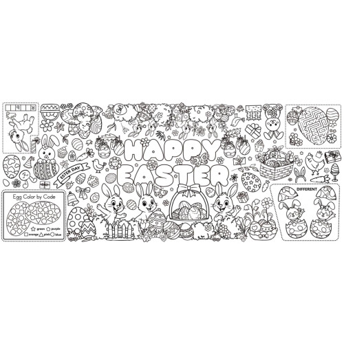 Easter Coloring Tablecloth & Poster Bunny Egg Design 59 x