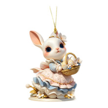 1PC 2D Easter Bunny Acrylic Ornament, Hanging Garland DIY Craft with Rhinestones & Glitter – Compatible with Easter Decor