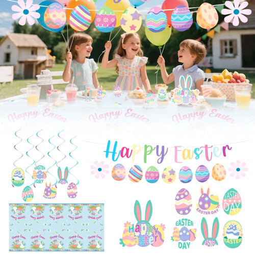 Easter Event & Party Supplies,Easter Egg Banner Set Easter Decorations Tablecloths Cake Inserts