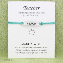 Card Jewelry Bracelet Inspirational Blessing For Teacher Bracelet Card Teach Earrings charm bracelet making kit, 4PCS