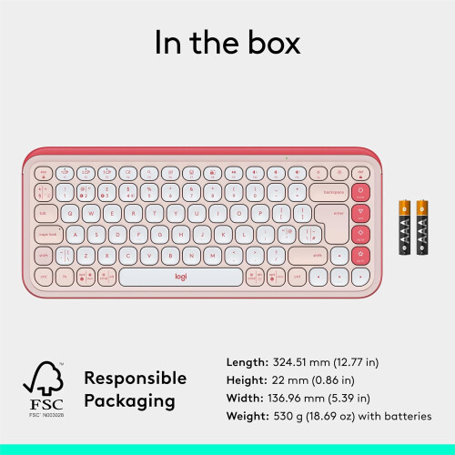 Logitech Logitech Pop Icon Keys Wireless Bluetooth Keyboard, Comfortable Typing, Programmable Buttons, Easy Switch Between Up to 3 Devices 1