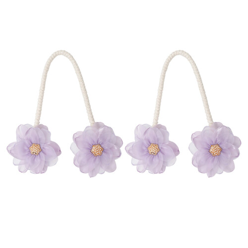 Packung mit 2 eleganten Blumen-Vorhangklammern, dekorative-Lila