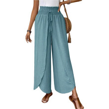 Women's Gaucho Pants Wide Leg High Waisted Sweatpants-Green M