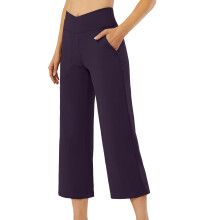 Pants for Women Wide Leg Yoga  High Waist Capris-Purple XXXL