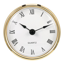 3.1 Inch Round Quartz Clock Insert with Gold Trim Spade