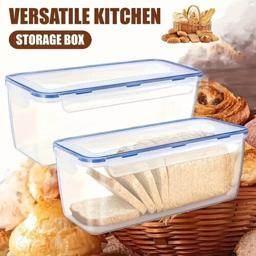 Plastic Bread Storage Box Airtight Food Storage Container Sandwich Bread Keeper With Lid Loaf Bread Container Kitchen Organizer 1