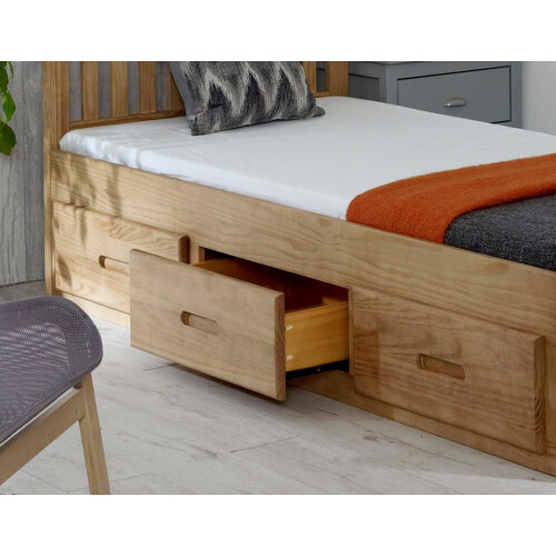 (3ft Single) Mission Waxed Pine Wooden Storage Bed Frame 1
