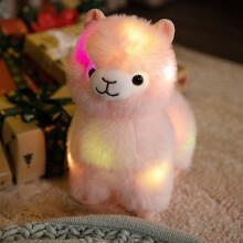 Alpaca Plush Toy 10.6 Inch Pink Soft Huggable Night Light