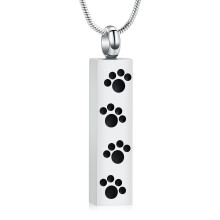 Paw Print Bar Cremation Urn Necklace for Ashes – Compatible with Pet & Human Remains