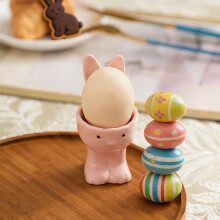 Easter Bunny Ceramic Egg Cups, Set of 3 Cute Rabbit-Shaped Egg Holders, Decorative Egg Stands for Breakfast Table, Holiday Decor & Home Display