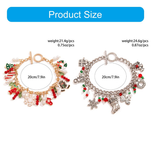 Christmas Tree and Snowflake Bracelet Beaded Wrist Chain 2