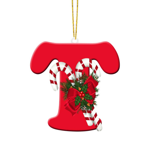 Christmas Ornament Personalized Acrylic Letter 3.9 in Red 1