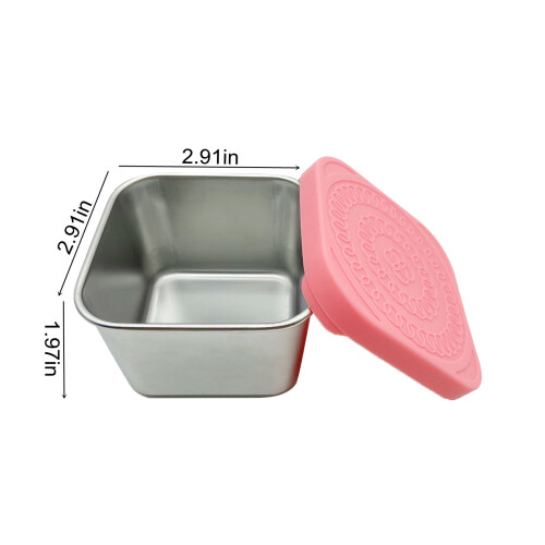 Snackbehållare i rostfritt stål med silikonlock, 3-pack 2