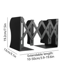 Metal Retractable Bookshelf Black 19.2x13x10.5cm