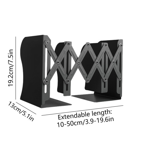 Metal Retractable Bookshelf Black 19.2x13x10.5cm