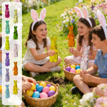 Easter Bow Rabbit -14.96x2.76in Foam Floral Arrangement Holder for Home Garden Courtyard Decorative Displays(Blue)