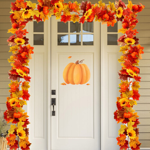 Artificial Maple Leaf Garland 180cm Orange