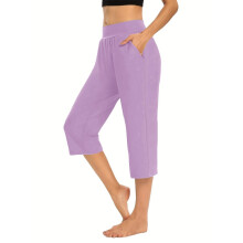 Pants for Women Stretch Cropped Casual Capris Work-Purple XXXL