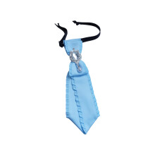 Rhinestones Decors Ruffle Trim Tie For Women Teens-Light Blue